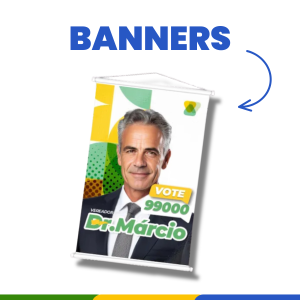 Banners para Eleições Lona 440G Fosca. Personalizado Frente e Verso   