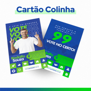 Cartões Colinha para Eleições Couchê 250g 9X5 CM Frente e Verso   