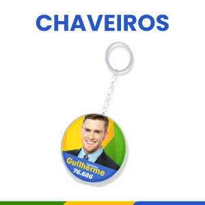 Chaveiros Personalizados para Eleições Plástico + Metal. 4,5X4,5CM    