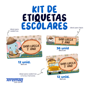 Kit Etiqueta Escolar Personalizada Adesivo Vinil G: 8x5 cm - M:5x3 - P: 5x1,5cm   Corte Eletrônico Após a confirmação da compra, entraremos em contato para criação da arte!