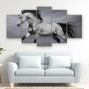 Quadro Mosaico Cavalo Branco Mdf 3mm 114x60cm Digital  Borda Infinita com a impressão da imagem Embalagem Reforçada contra Danos