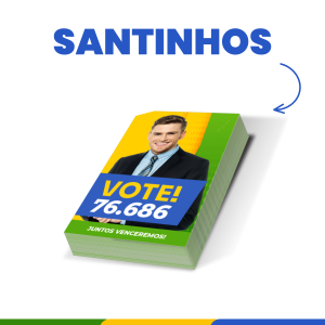 Santinhos para Eleições Couchê 80g 7x10 CM - SANTINHO FRENTE E VERSO.  Corte Reto. 