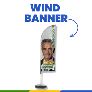 Wind Banners para Eleições Base + Haste + Tecido 30X40 Frente e Verso   